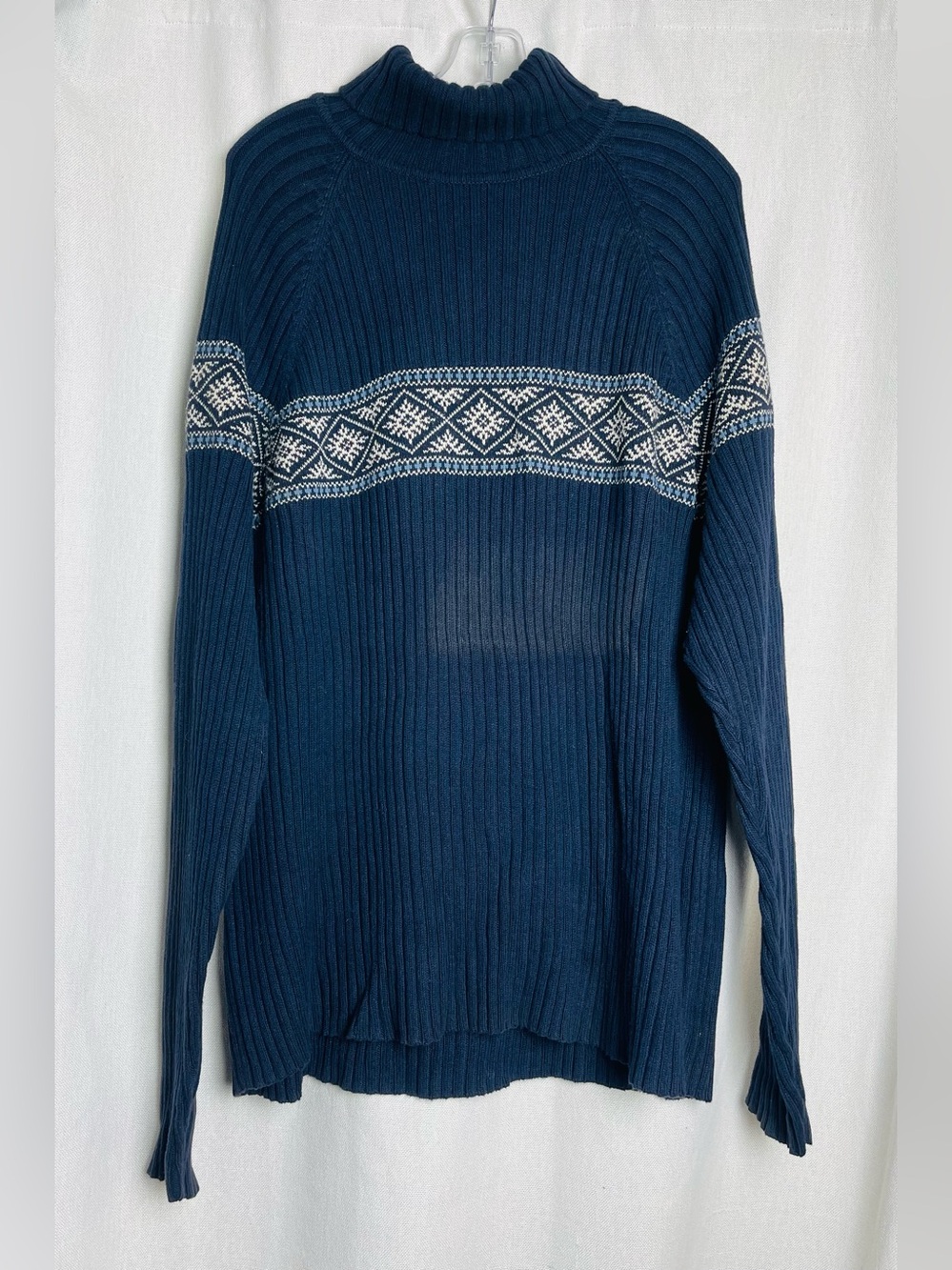 VTG 90s Brandini Cotton Knit Turtleneck Sweater Mens 2XL Navy Nordic Ski